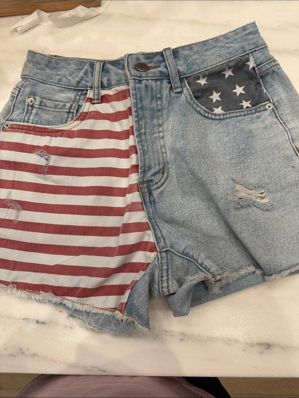 Pink Lily size 25 Patriotic Jean shorts. Like new